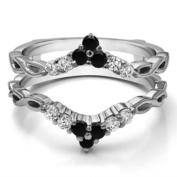 G,I2 TwoBirch Sterling Silver Graduated Infinity Ring Guard With White Diamonds 0.25 ct.